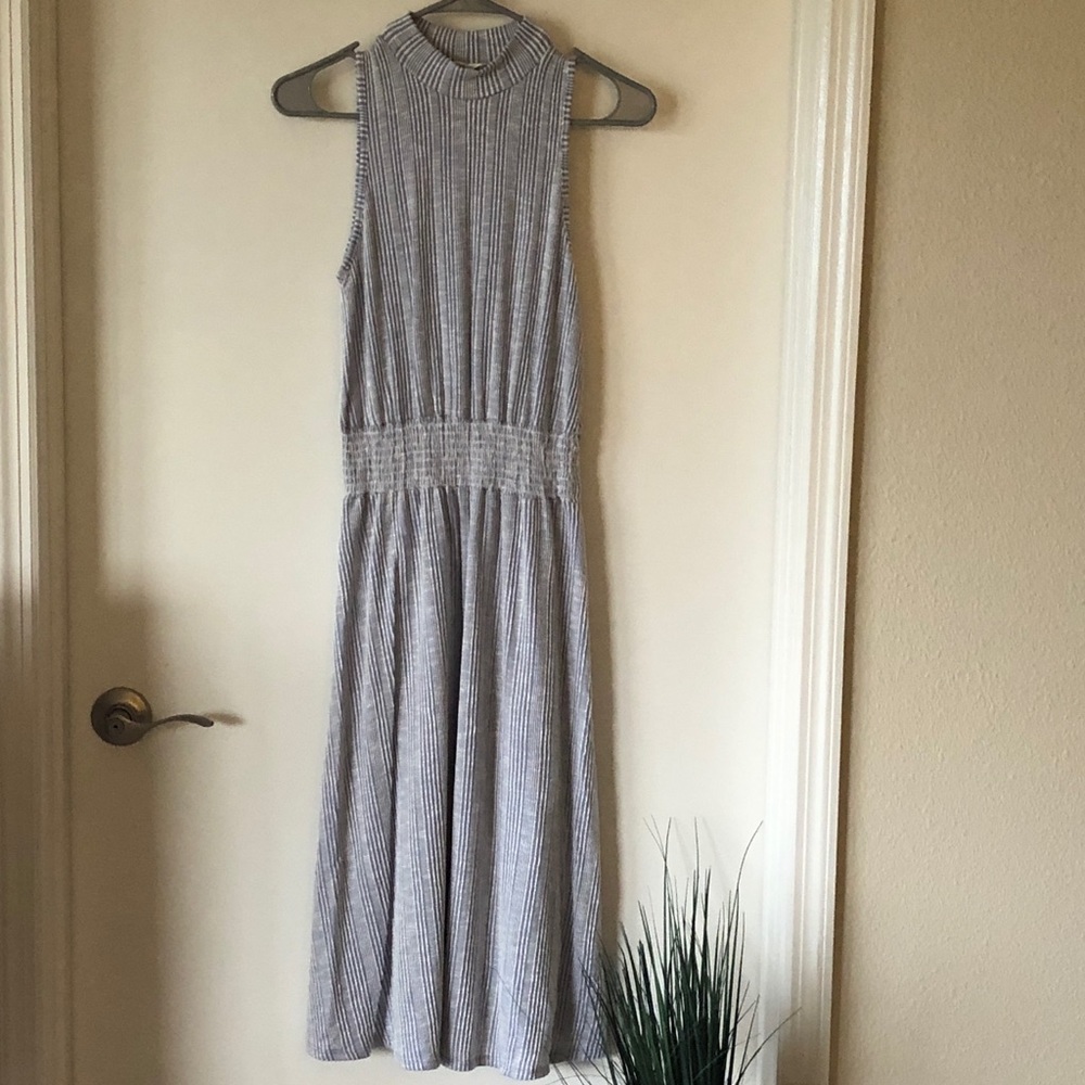 Ladie's Caution to the Wind Sundress in blue and white stripe